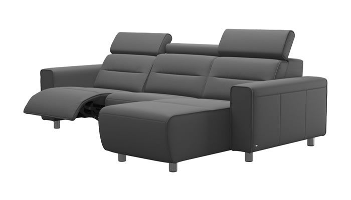 Stressless Emily Sofa with Long Seat and Recliner in Batick Grey Leather